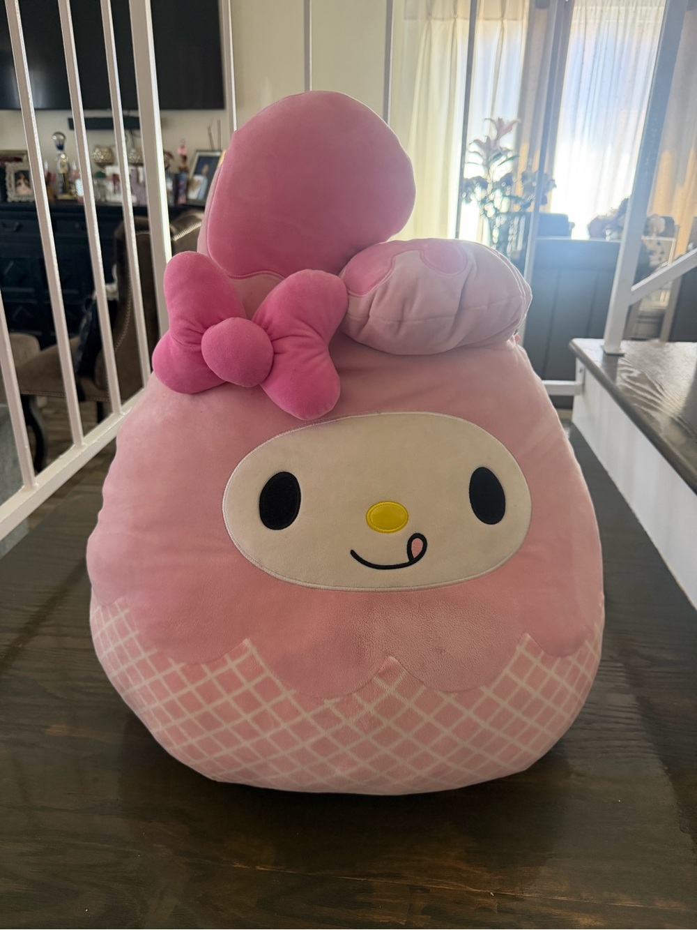 Sanrio My Melody Pink and Cream Plush Pillow with Yellow Nose